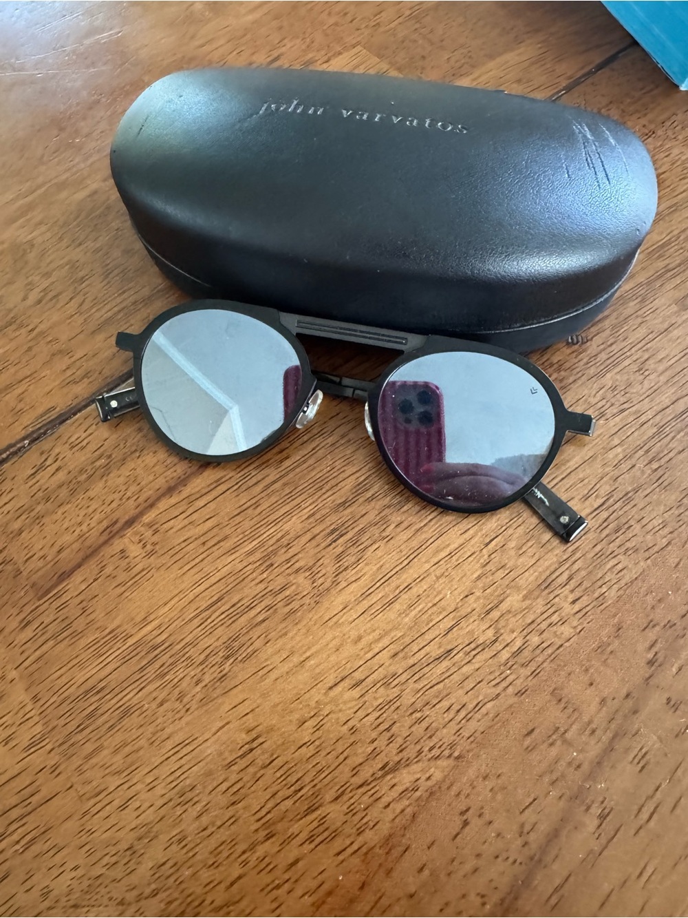 John Varvatos Round Sunglasses with Brown Lenses and Black Frame